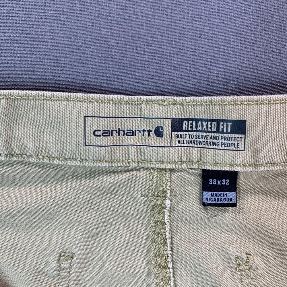 Carhartt Rugged Flex Relaxed Fit Carpenter Pants Mens 38x32 Beige Canvas Stretch - Picture 6 of 16